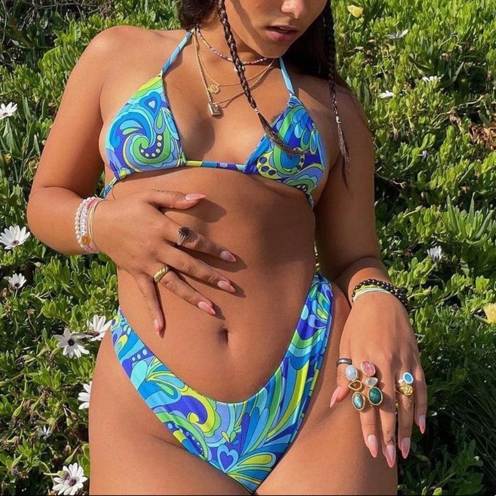 groovy hearts high cut bikini